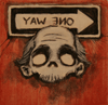 Original 5"X5" Acrylic "One Way Zombie" Painting on cardboard