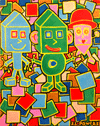 "Block Heads" "11"X14" original painting by S.L. Powers
