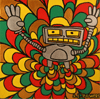 PopFuzz The Robot "Flying" 12"X12" original painting by S.L. Powers